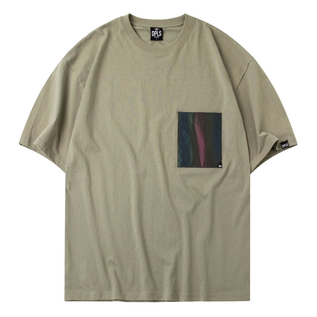 HOLOGRAM REFLECTIVE POCKET TEE - LIGHT OLIVE