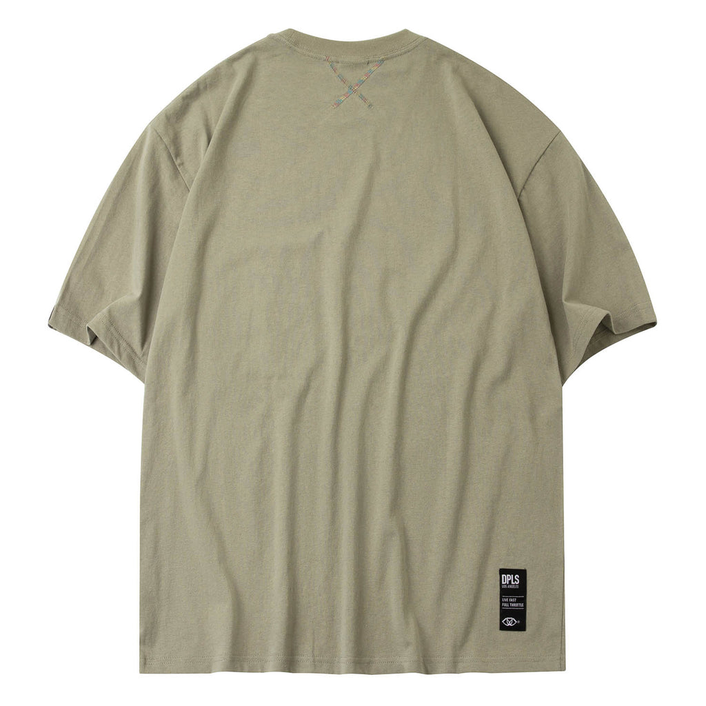 HOLOGRAM REFLECTIVE POCKET TEE - LIGHT OLIVE